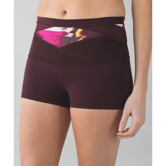 lululemon athletica Pants - Lululemon Boogie Short Roll Down Full-On Luon Bordeaux Drama Berry Maroon Size 8